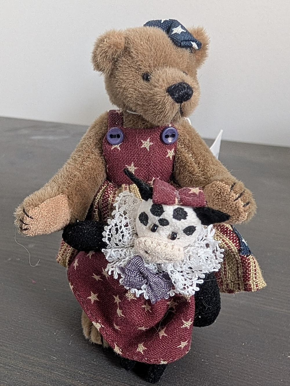 Rare Deb Canham Little Gems "Missi & Miss Moo" Miniature Teddy Bear